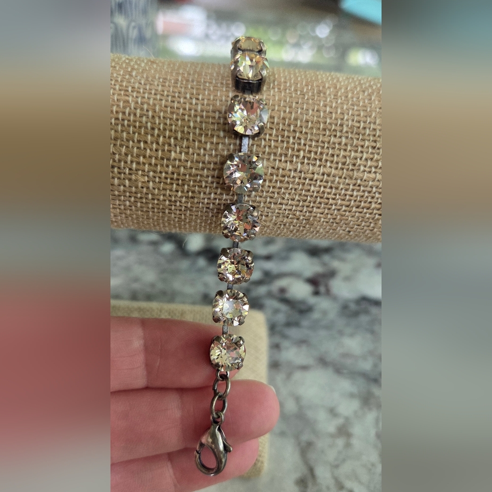 Antique Pink & Silver 8mm Crystal Bracelet
